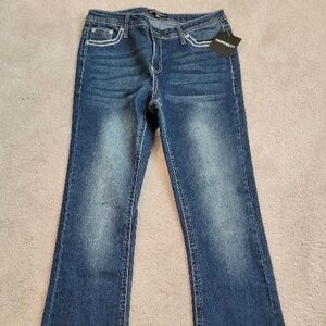 HARPER & IVY Junior's Rhinestone Cross Pocket Flare Jeans Blue Size 7